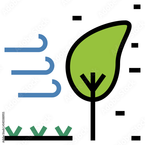 wind filled outline style icon