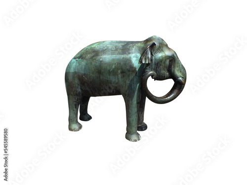 Bronze elephant statue isolated on white background.