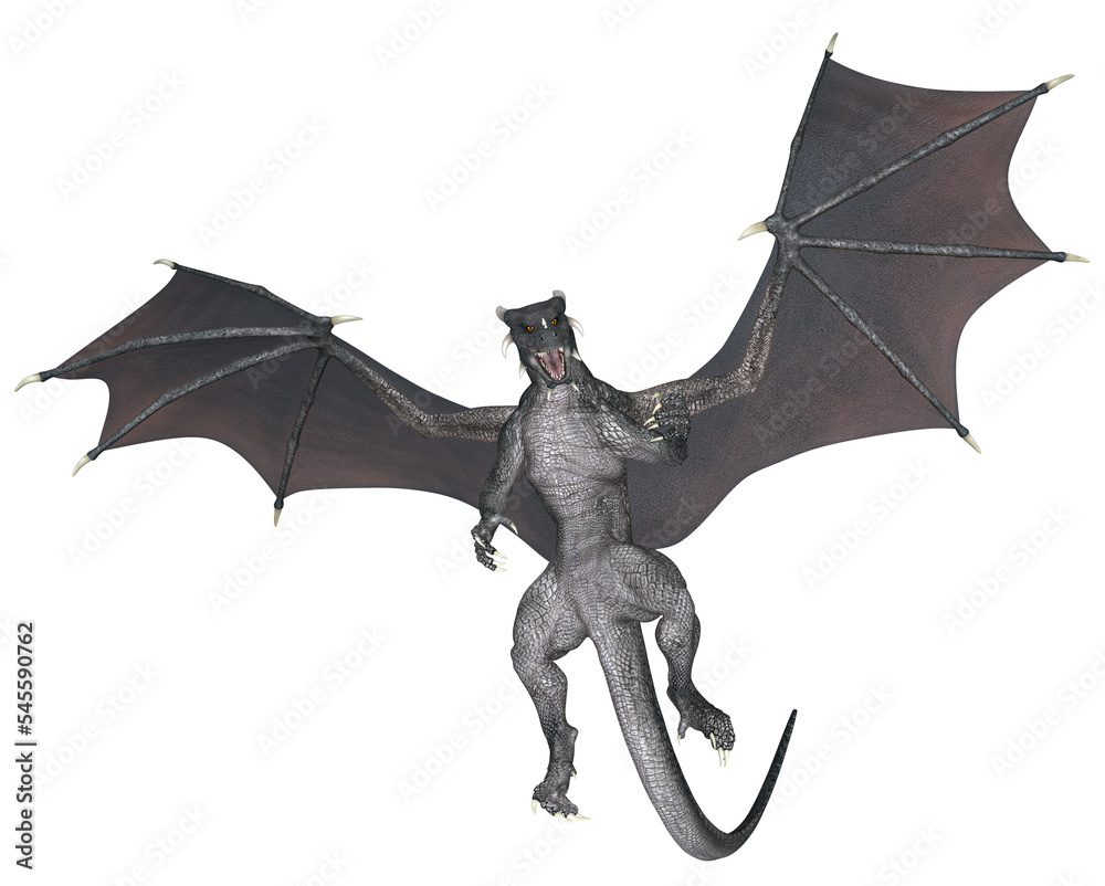 Fototapeta premium 3D Rendered Fantasy Dragon Isolated on Transparent Background - 3D Illustration
