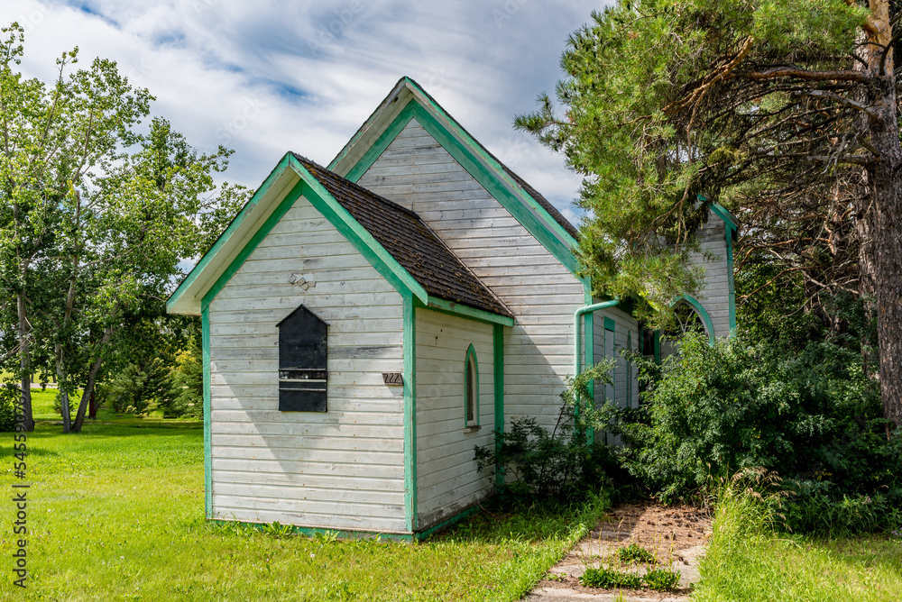 The abandoned Christ Anglican Church in Abernethy, SK, built in 1886