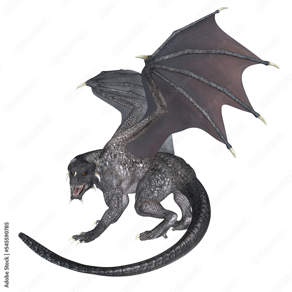 Fototapeta premium 3D Rendered Fantasy Dragon Isolated on Transparent Background - 3D Illustration