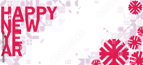 Merry Christmas and Happy New Year horizontal banner. bright modern Xmas design with snowflake. Simple poster, greeting card, sale banner for website