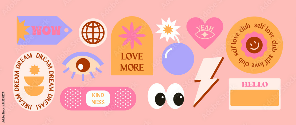 Vecteur Stock Vector set of cute funny patches and stickers.Modern ...