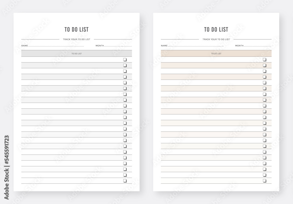 To Do List. Daily Note Planners. Checklist template. Checklist planner. To  Do list notes. to-do list. Daily Schedule & Agenda Planner. Daily to-do list.  Set of Minimalist Planners. Stock Vector