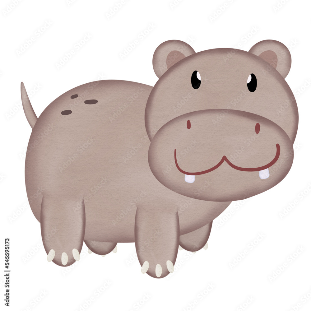 Naklejka premium cute hippopotamus watercolor illustration 