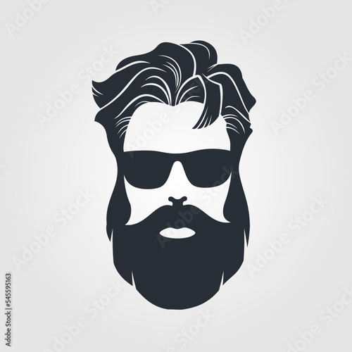 Obraz na plátně Bearded men in sunglasses, hipster face icon isolated