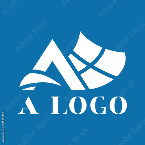 Modern vector logo with letter A. Status emblem. Logo for business. Illustration with the letter A on a white background. Construction, renovation work. Pyramid, triangle, mountain.