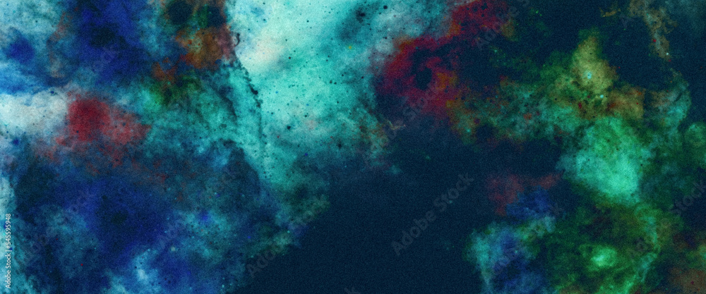 Abstract colorful background. Colorful acrylic watercolor grunge paint background. Outer space. Frost and lights background. Nebula and stars in space.