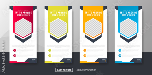 Modern Corporate Business Roll Up Banner Standee Template Vector Design, Abstract Creative X Banner, Pull Up Banner Layout for Advertisement, Ads, Exhibition, Display photo