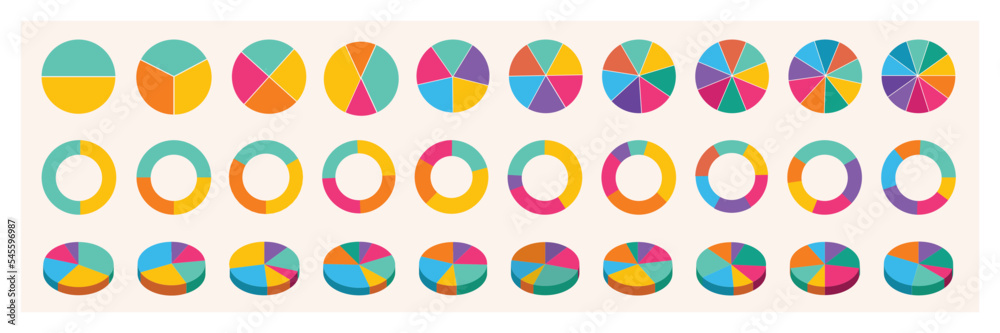 Set of pie chart & 3d chart infographic elements. Vector elements for data and statistics design Set of pie chart & 3d chart infographic elements. Vector elements for data and statistics design