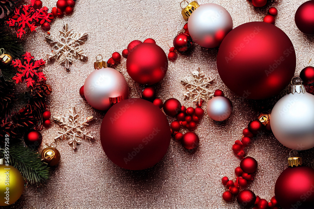 red and silver christmas decoration on paper red and silver christmas decoration on paper
