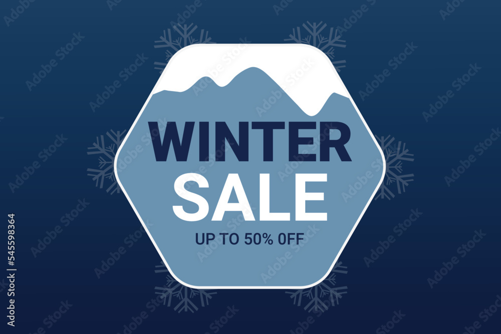 Winter sale 50 percent off banner design
