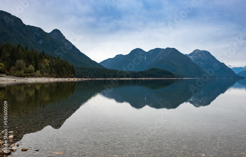 Beautiful landscape of mountain lake with reflection.