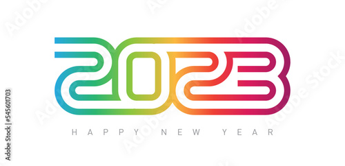 Happy new year 2023. Cover of business diary for 2023 with wishes and colorful gradient. Brochure or calendar cover design template.