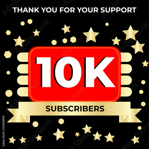 illustration vector graphic of thank you 10k follower, with golden color and black background. perfect design template for social network and followers