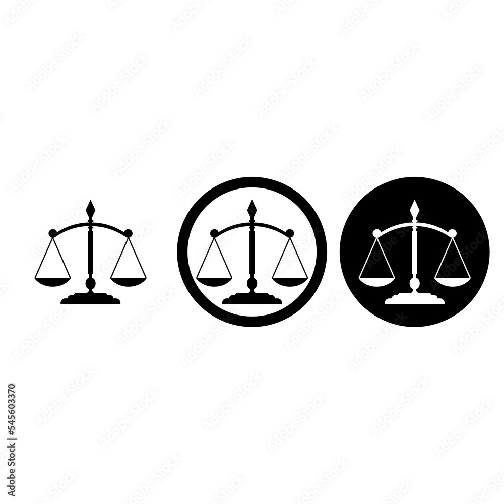 Scale icon set. Scales of justice flat icon isolated on white background Scale icon set. Scales of justice flat icon isolated on white background