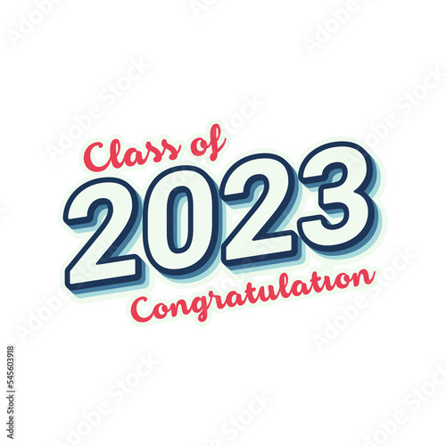 Class of 2023 congratulation text sticker style isolated in white and transparent.