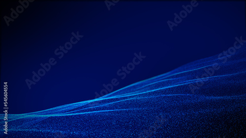 Digital particle wave and light abstract background, 3d rendering