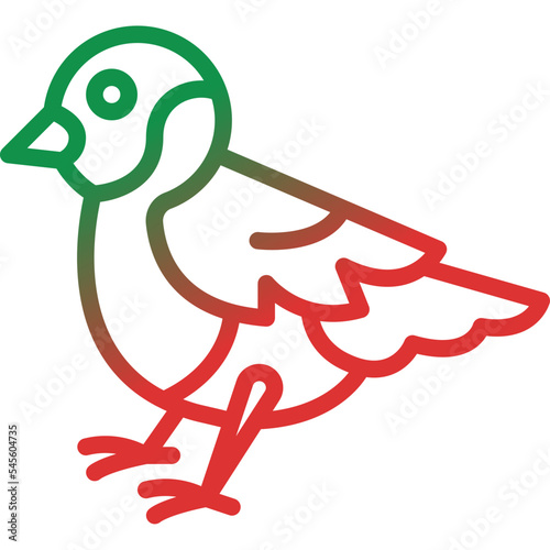 bullfinch bird gradient line icon