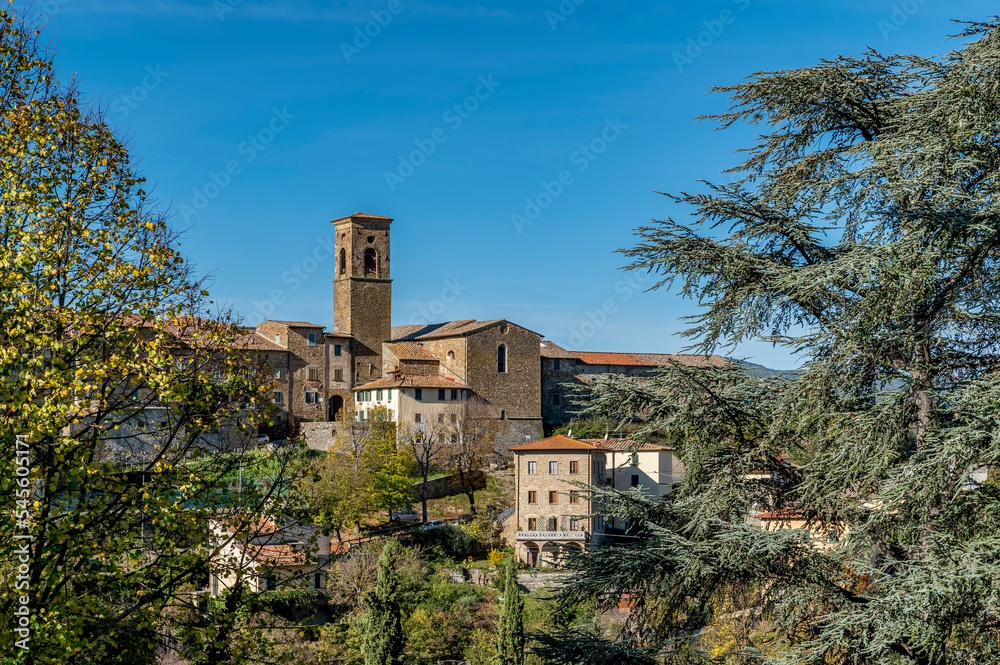 The ancient church of San Fedele in the historic center of Poppi, Arezzo, Italy