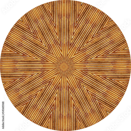 golden round panel abstract centered lines pattern