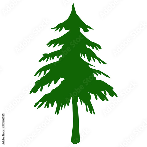 green christmas tree isolated on white. Flat design Christmas concept