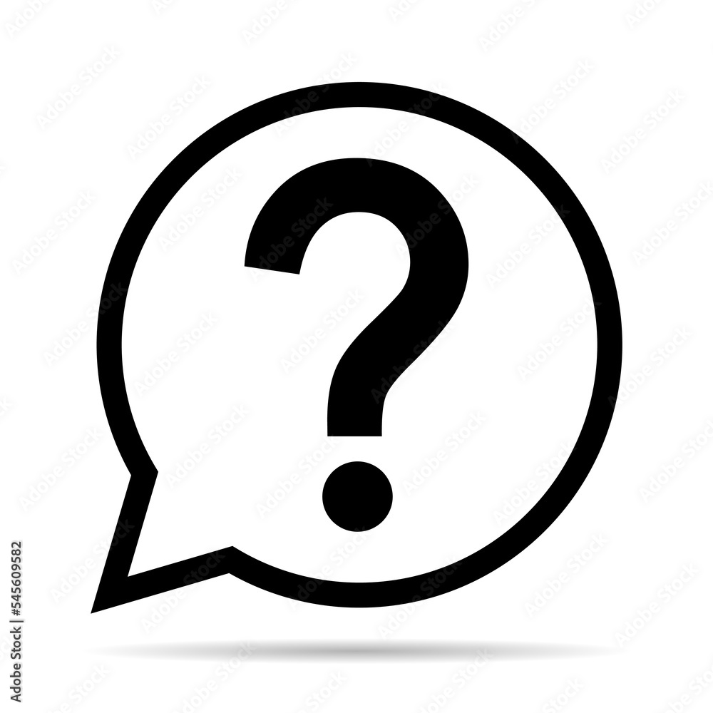 Question icon mark with shadow, help or ask bubble graphic symbol, web faq vector illustration Question icon mark with shadow, help or ask bubble graphic symbol, web faq vector illustration