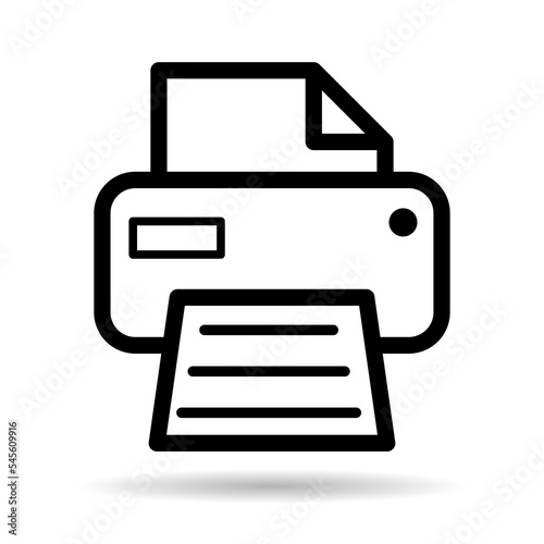 Printer document web shadow icon, printout machine technology flat sign vector illustration