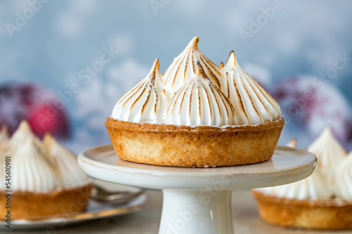 Lemon meringue tarts - traditional French and Italian dessert