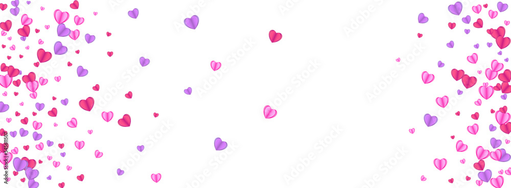 Tender Heart Background White Vector. Card Frame Confetti. Fond Gift Illustration. Pink Heart Design Backdrop. Red Honeymoon Texture.