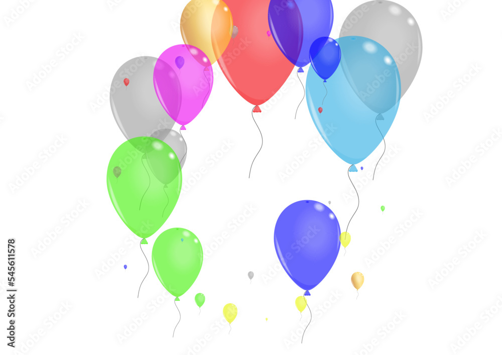 Yellow Surprise Background White Vector. Flying Shiny Border. Green Graphic. Multicolor Toy. Baloon Circus Template.