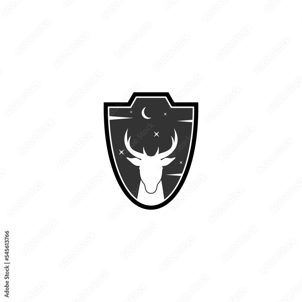 Shield deer logo for hunting isolated on white background Shield deer logo for hunting isolated on white background