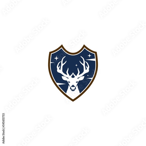 Shield deer logo for hunting isolated on white background