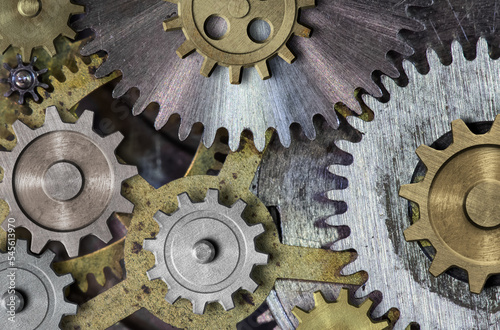 gears and cogs clock mechanism. 3d illustration.