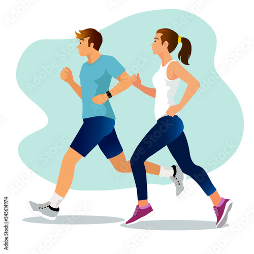 Healthy lifestyle concept. men and women running exercise healthy.