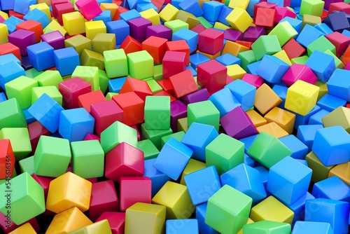 Colorful abstract background with scattered cubes 3D illustration