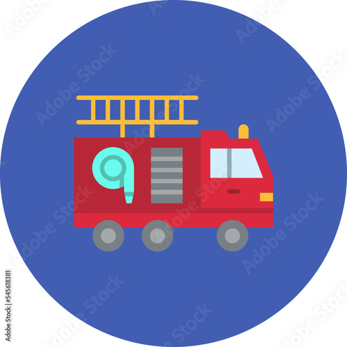 Fire Truck Multicolor Circle Flat Icon