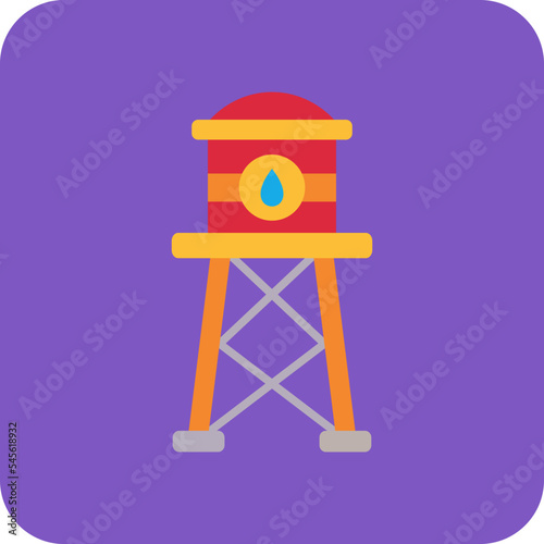 Water Tower Multicolor Round Corner Flat Icon