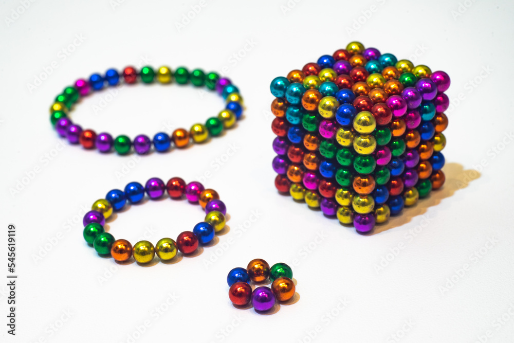 constructor made of multicolored balls on a white background