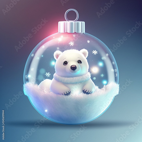White Bear inside a Christmas bauble photo