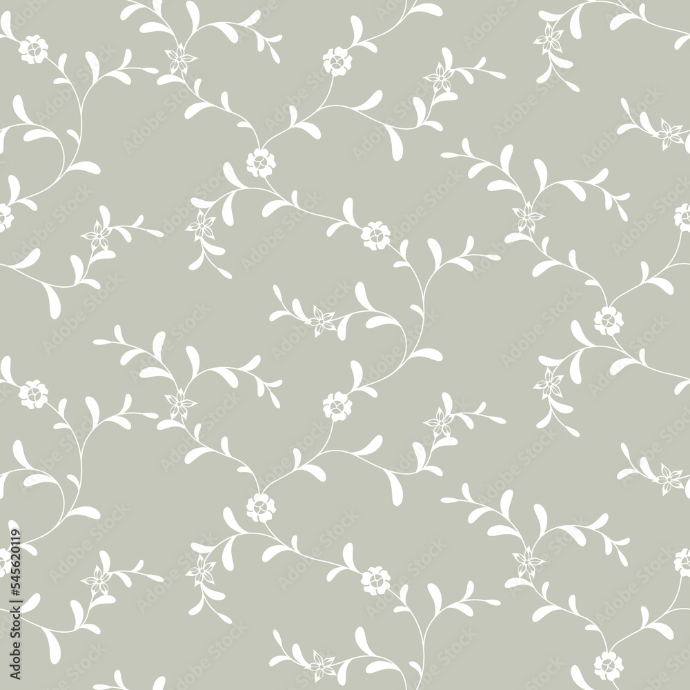 seamless pattern of flowers, branches and leaves seamless pattern of flowers, branches and leaves