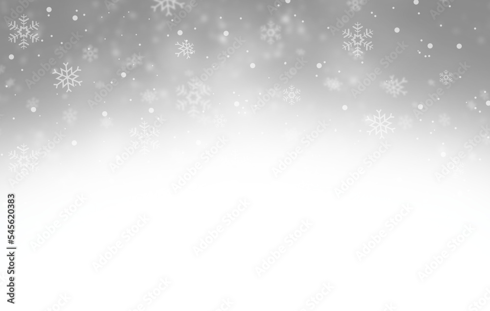 Vector heavy snowfall overlay. Snowflakes in different shapes and forms. Many white cold flake elements on transparent background. White snowflakes flying in the air. Snow flakes - snow background.