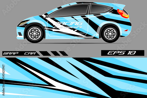 Car sticker wrap design. Graphic abstract line racing background kit design for rally car racing vehicle adventure and livery vector