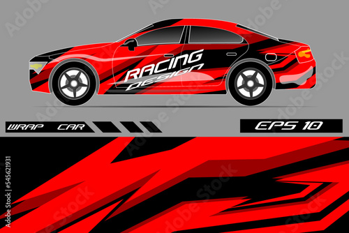 Car sticker wrap design. Graphic abstract line racing background kit design for rally car racing vehicle adventure and livery vector