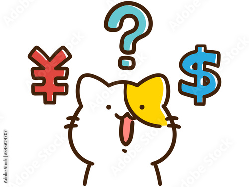 ドル円についてわからないことがあるかわいいねこのデフォルメイラスト