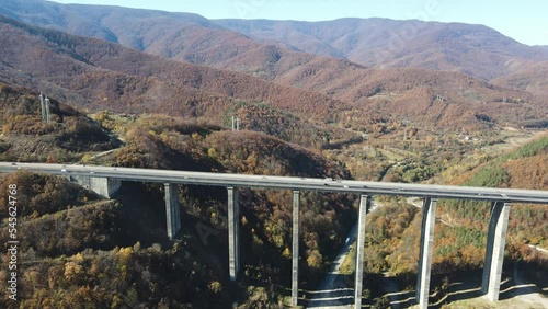 Aerial view of Bebresh Viaduct at Hemus (A2) motorway, Vitinya Pass, Sofia Region, Bulgaria
 photo