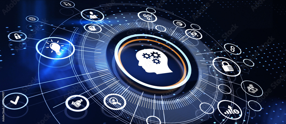 Business, Technology, Internet and network concept. E-learning education. Internet technology webinar online courses concept. 3D illustration Business, Technology, Internet and network concept. E-learning education. Internet technology webinar online courses concept. 3D illustration