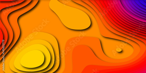 Abstract luxurious colorful paper cut shapes background and topography map concept. Vector illustration.
