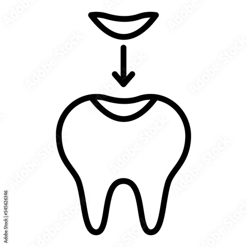 Dental filling outline icon. Tooth decay Vector illustration.
