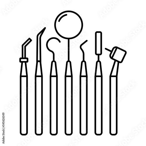 Dental Tools outline icon. Dental instruments Vector illustration.